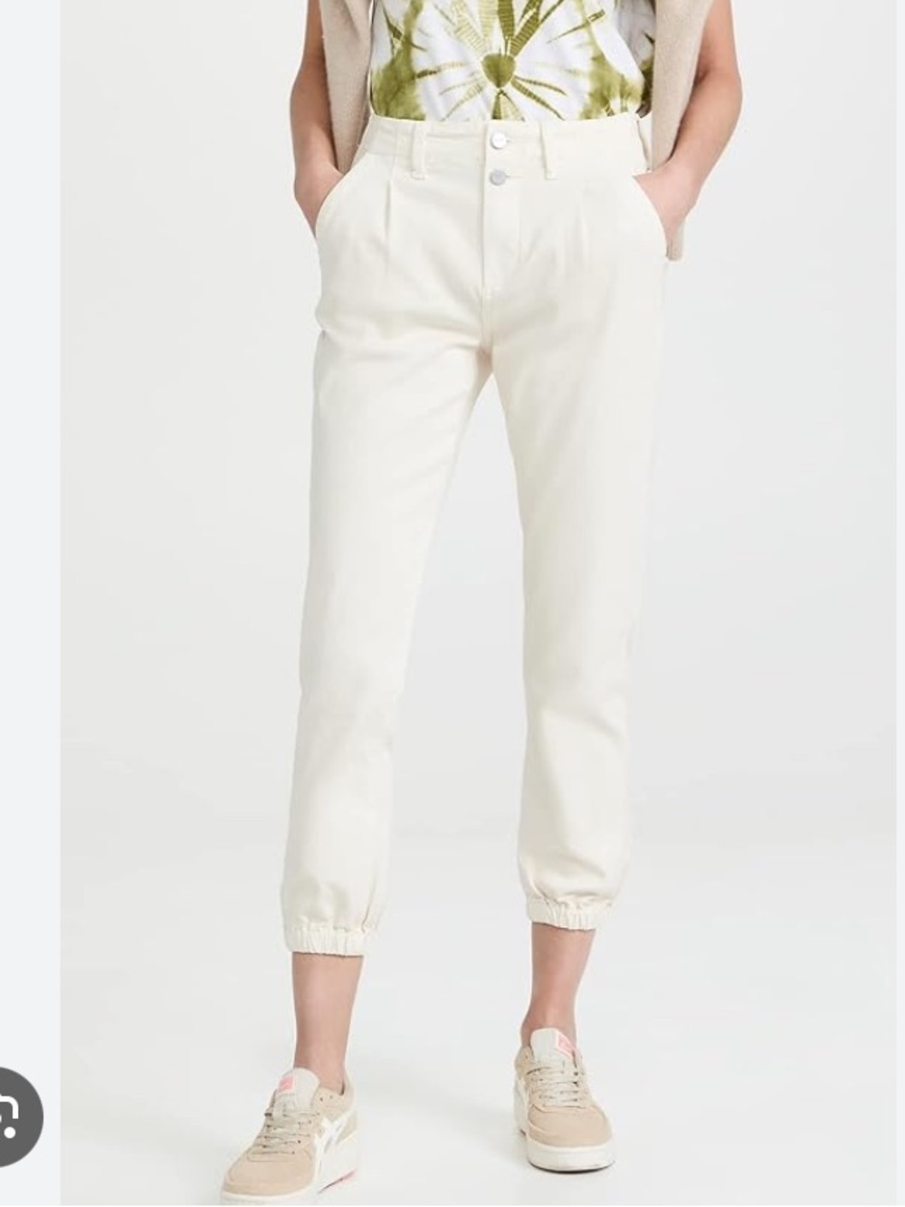 PAIGE Pleated Mayslie Jogger Double Button Pants Womens 26